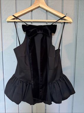 NWT Zara Black Bow Top Size S